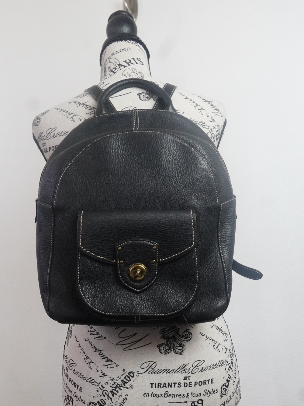 Equestrian Quiet Luxury Black Leather Backpack — Lauren Ralph Lauren